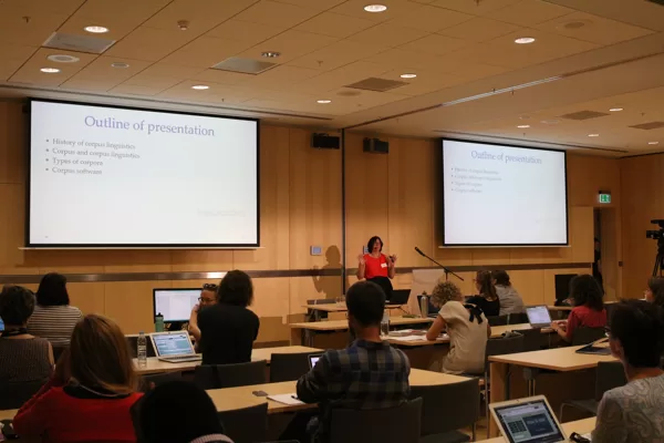 Ilze Auziņa (MII Ailab) introducing corpus linguistics